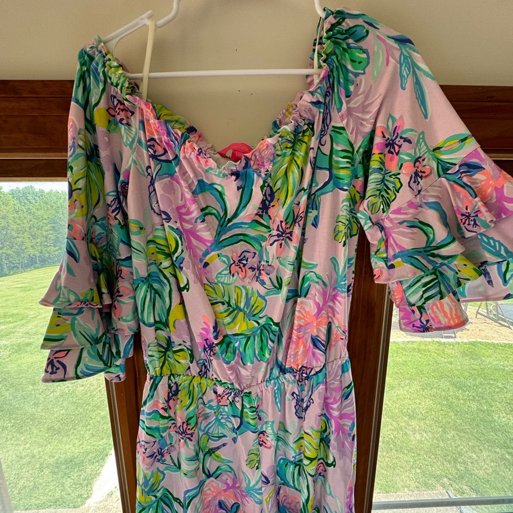 Lilly Pulitzer Floral Off-Shoulder Dress - Pink and Green